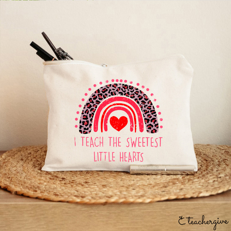 I Teach The Sweetest Little Hearts Teacher Makeup Bag