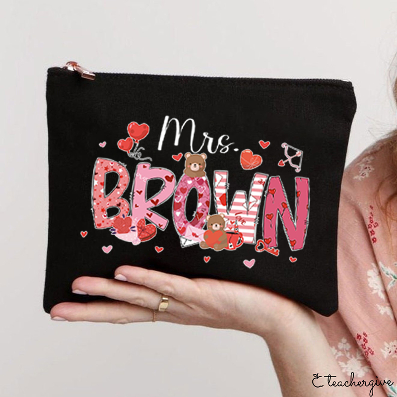 I Teach The Sweetest Little Hearts Teacher Makeup Bag