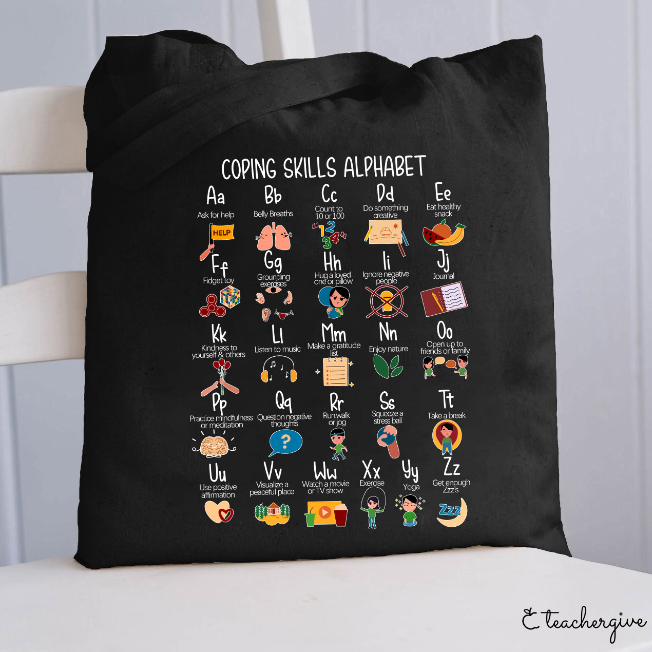 Coping Skills Alphabet Teacher Tote Bag