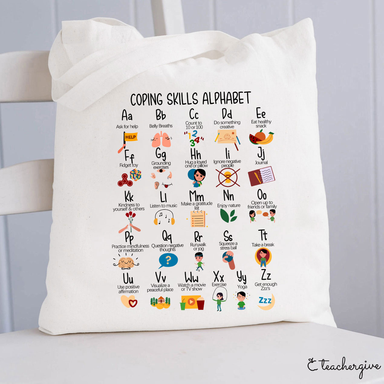 Coping Skills Alphabet Teacher Tote Bag