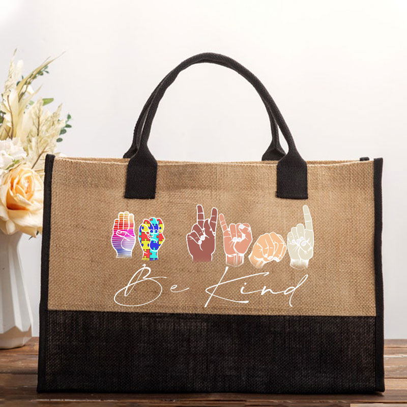 Sign Language Diversed Be Kind Teacher Cotton Tote Bag