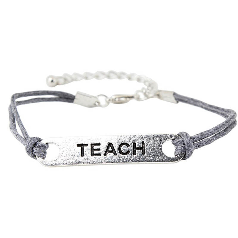 Metal Teach Teacher Bracelets