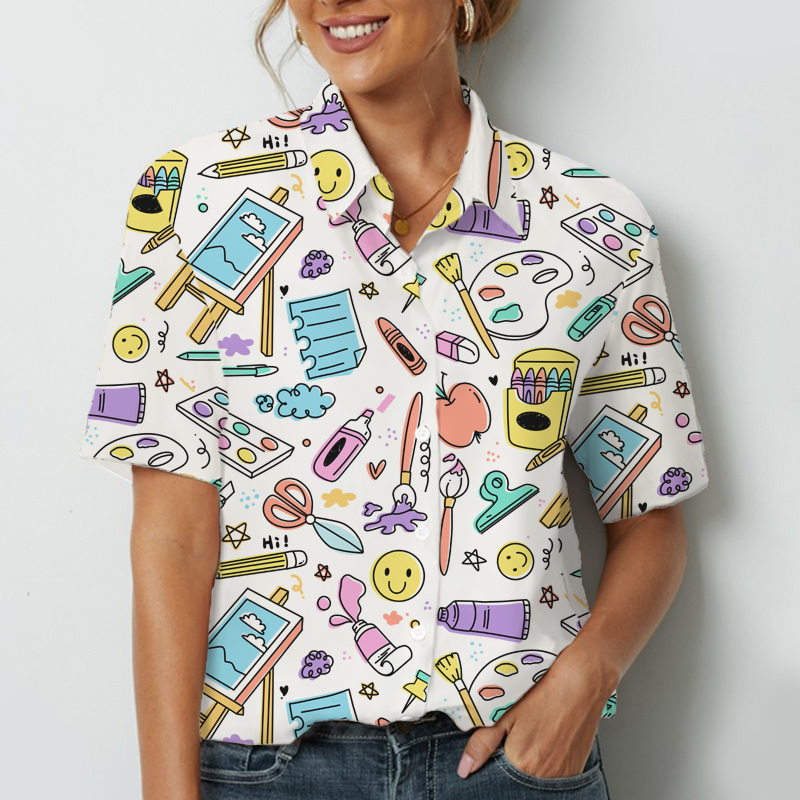 Wielding A Paintbrush My Big Artist Teacher Short Sleeve Shirt