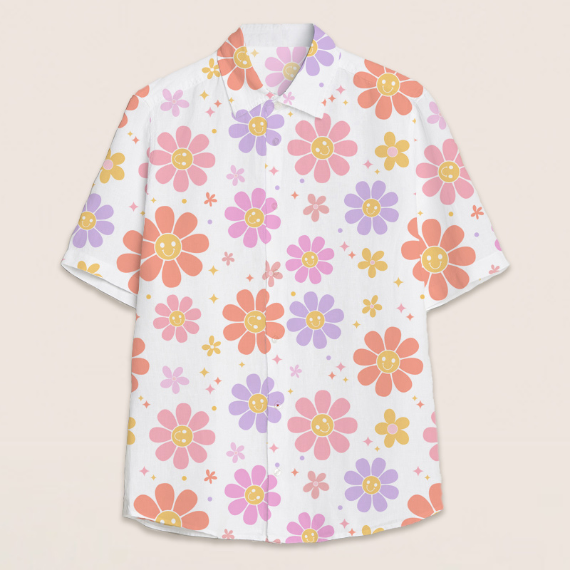 Happy Sun Flower Teacher Short Sleeve Shirt