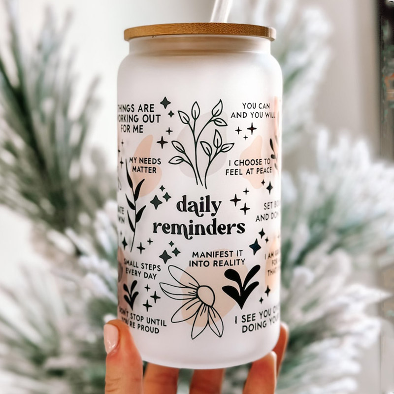 Daily Reminders Teacher Glass Can Tumbler