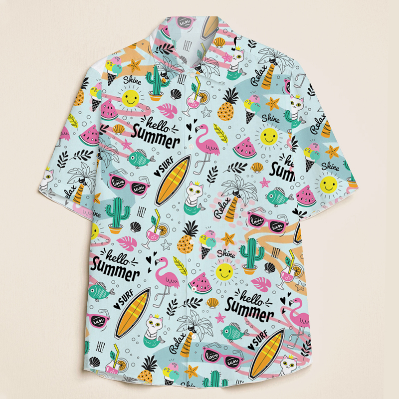 Hello Summer Beach Vacation Teacher Short Sleeve Shirt