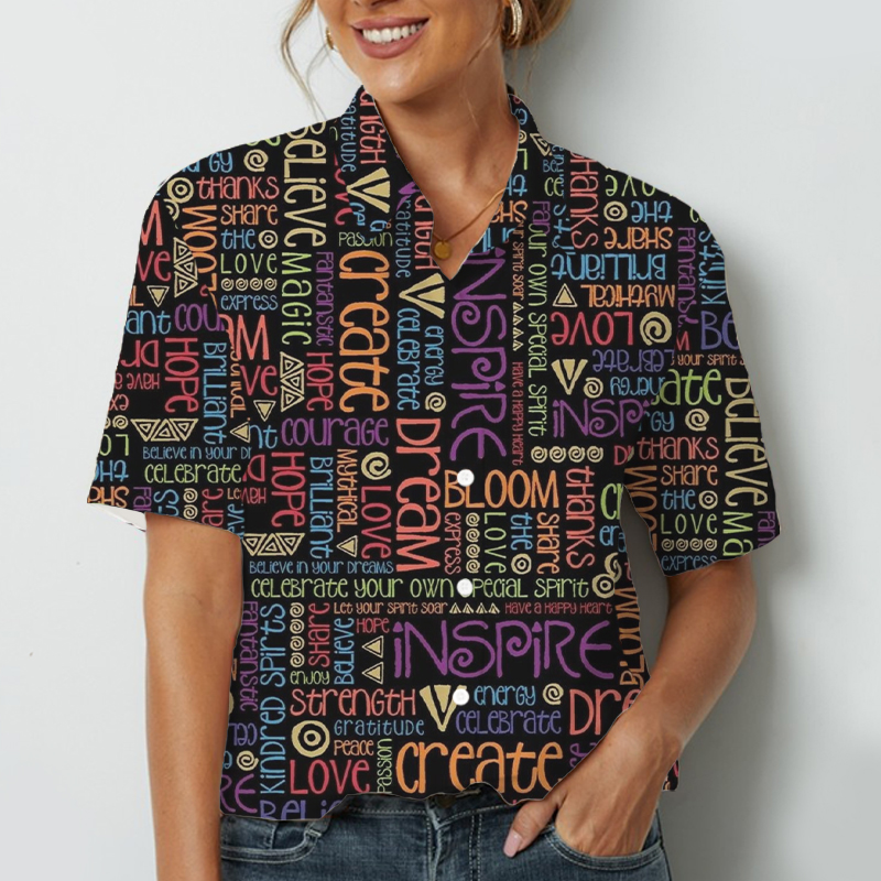 Create Inspire Love Peace Teacher Short Sleeve Shirt