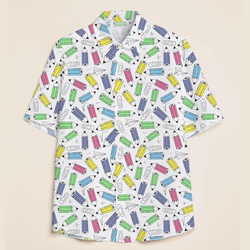 Colorful Pencils Teacher Short Sleeve Shirt
