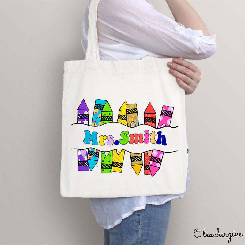 Personalized Teacher Name Tote Bag