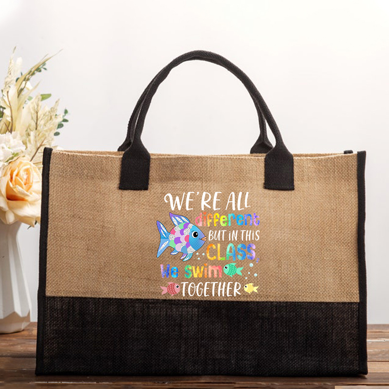 We're All Different but In This Class We Swim Together Teacher Cotton Tote Bag