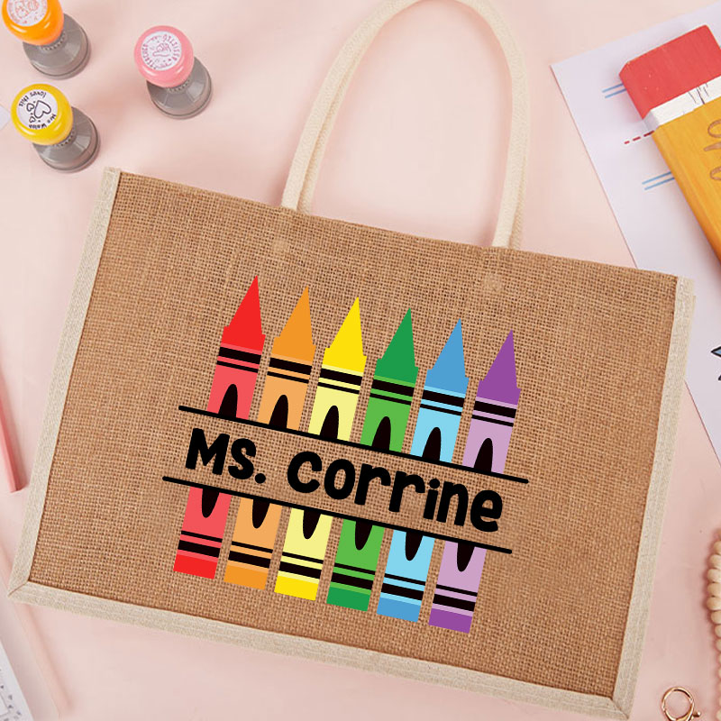 Personalized Pencil Crayon Teacher Name Teacher Lunch Bag