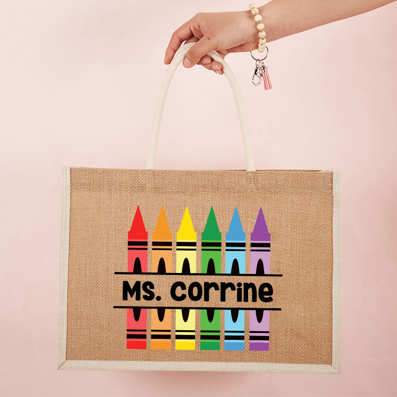 Personalized Pencil Crayon Teacher Name Teacher Lunch Bag