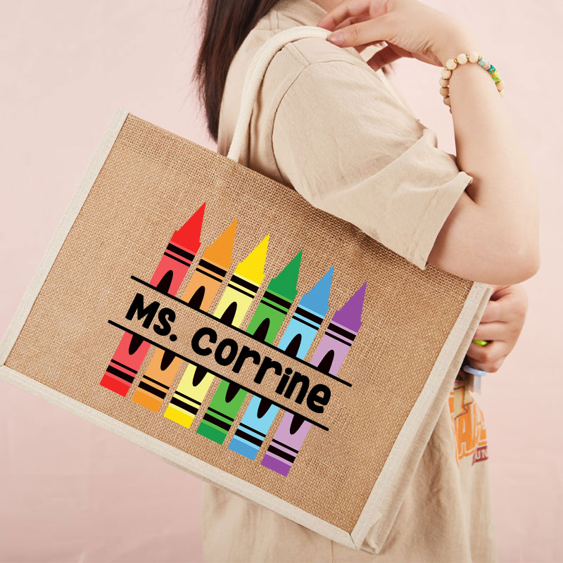 Personalized Pencil Crayon Teacher Name Teacher Lunch Bag