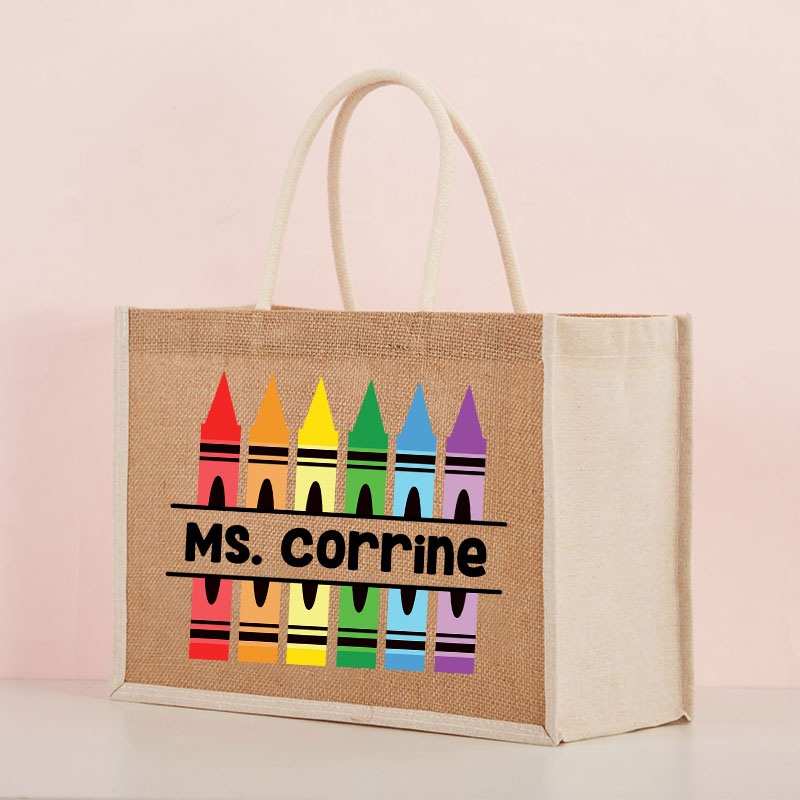 Personalized Pencil Crayon Teacher Name Teacher Lunch Bag