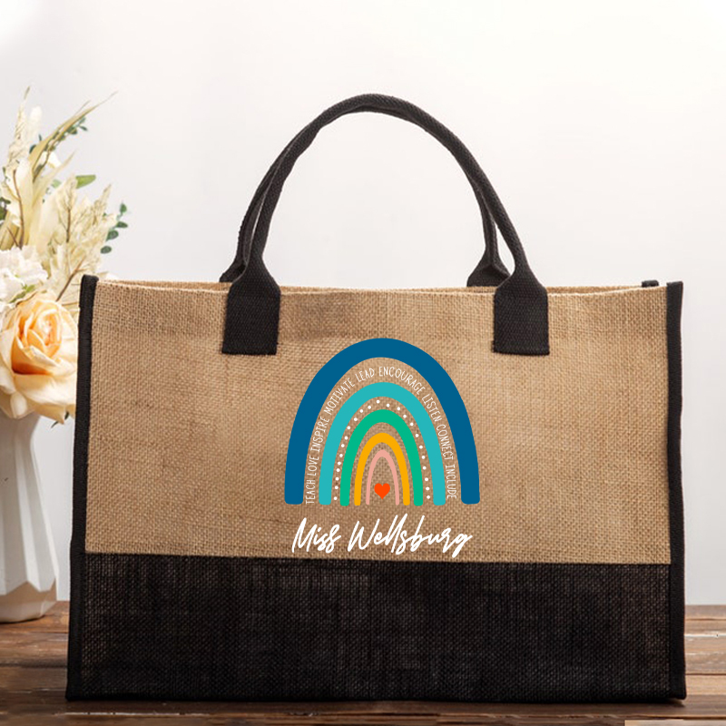 Personalized Teach Love Inspire Motivate Lead Encourage Listen Connect Include Teacher Cotton Tote Bag