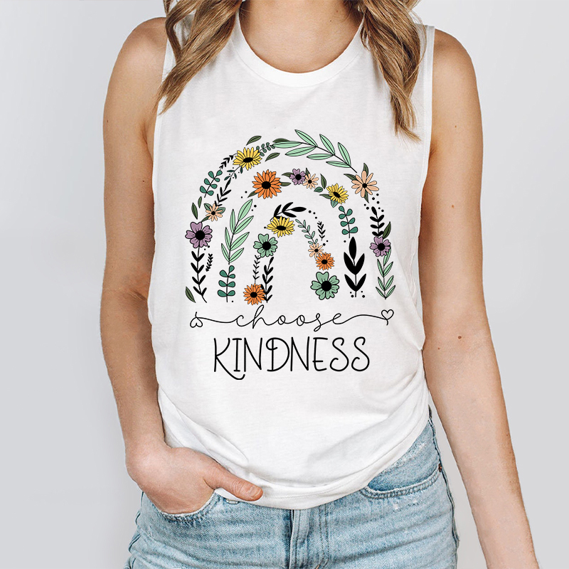 Flower Rainbow Choose Kindness Teacher Tank Top