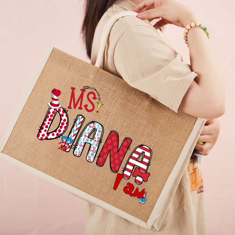 Personalized Hi Teacher Jute Bag