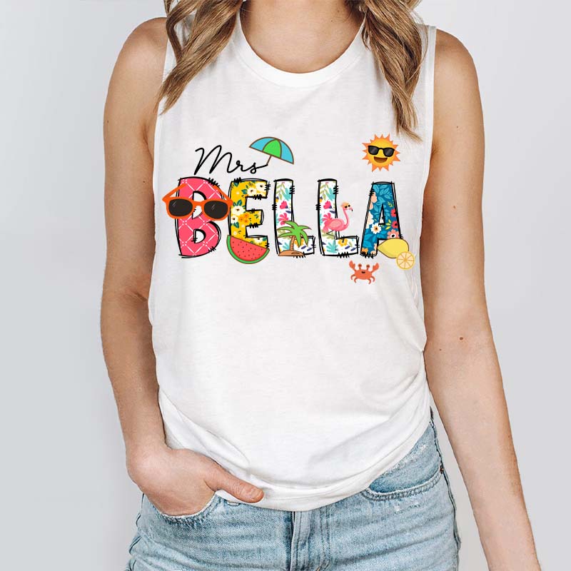 Personalized Name Summer Teacher Tank Top