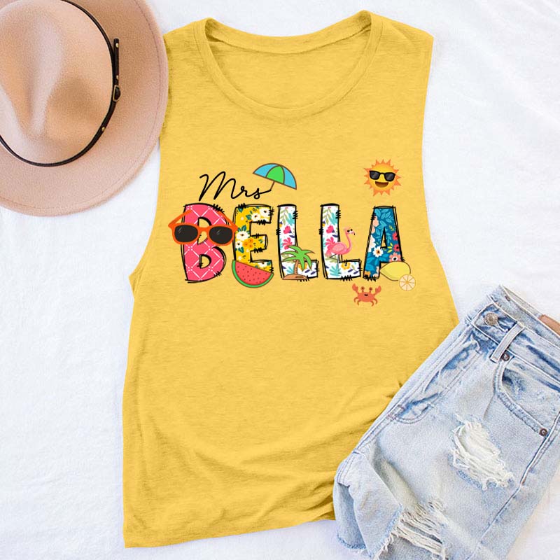 Personalized Name Summer Teacher Tank Top