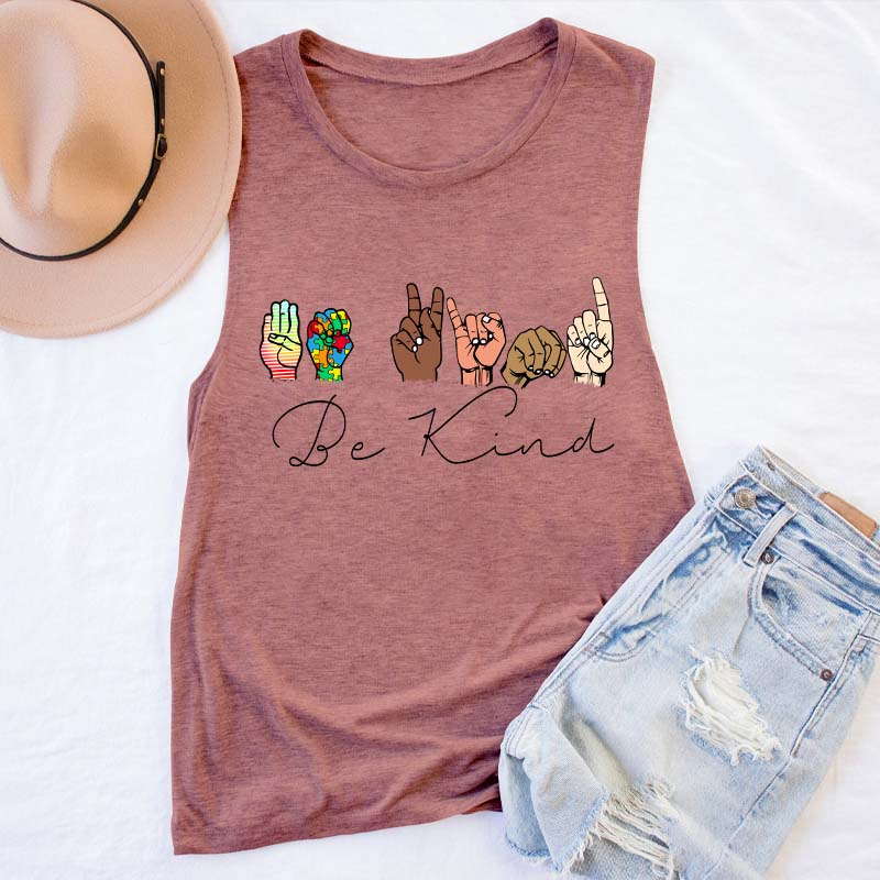 Sign Language Diversed Be Kind Teacher Tank Top