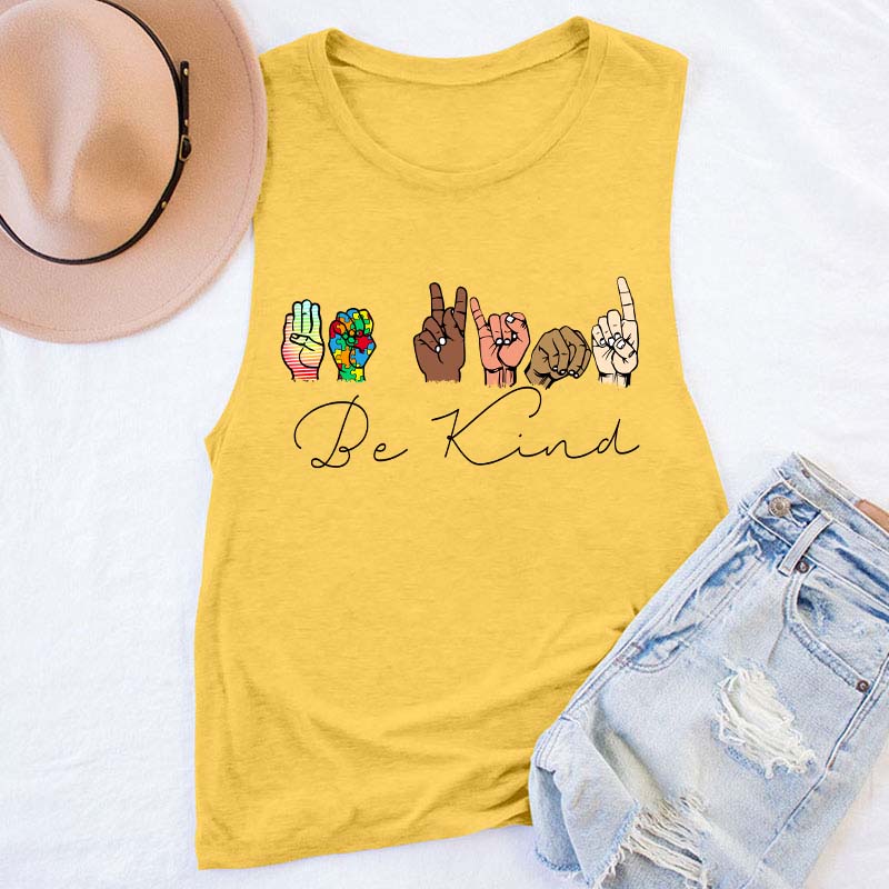Sign Language Diversed Be Kind Teacher Tank Top