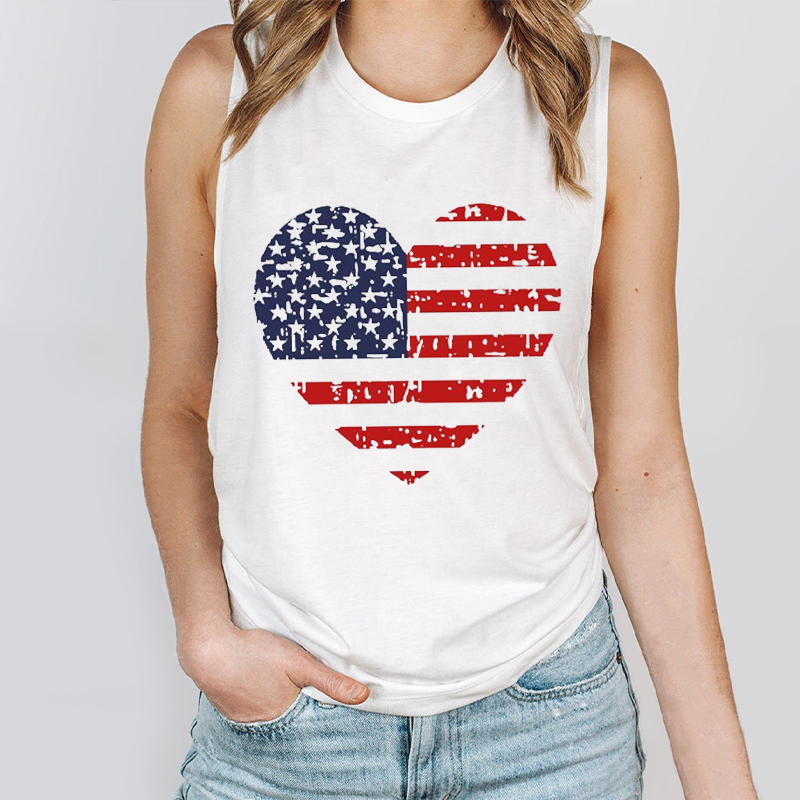 Independence Day Heart Teacher Tank Top