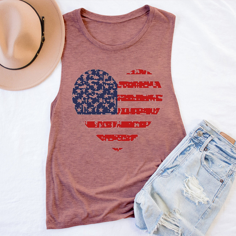 Independence Day Heart Teacher Tank Top