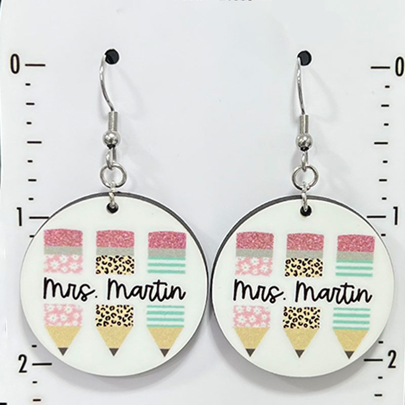 Personalized Floral Leopard Stripes Wooden Earrings