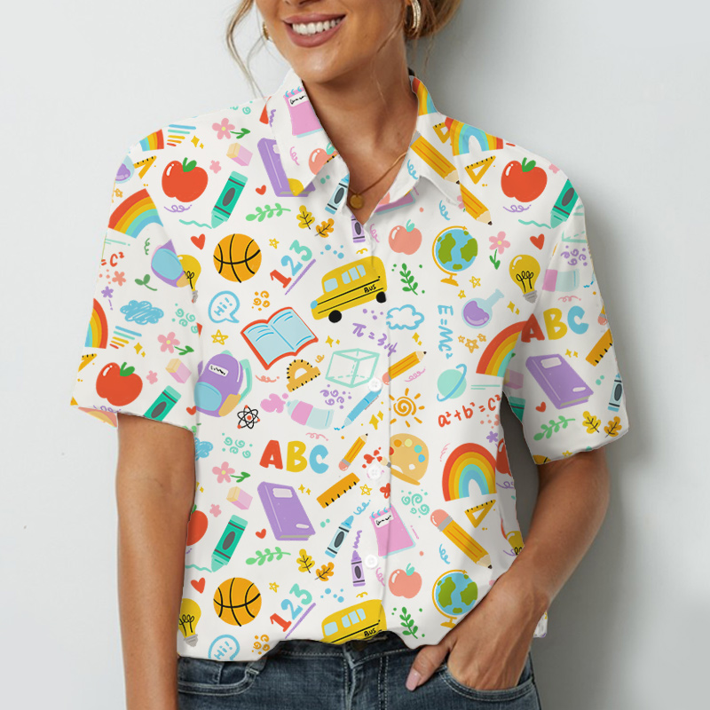 Happy School Happy Day Teacher Short Sleeve Shirt