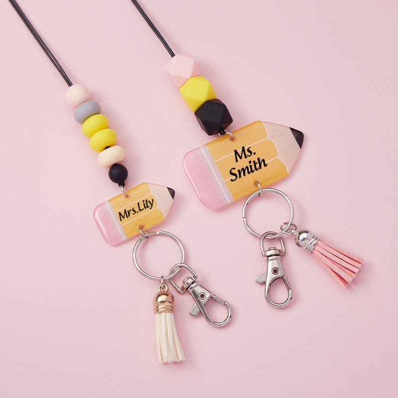 Personalized Name Cute Pencil Teacher Lanyard Sale-Teachersgram