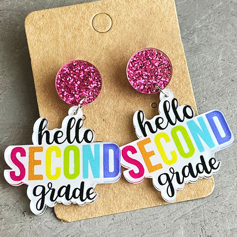 Personalized Grade Hello Everyone Teacher Acrylic Earrings