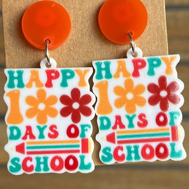 Happy First Day Of School Teacher Acrylic Earrings