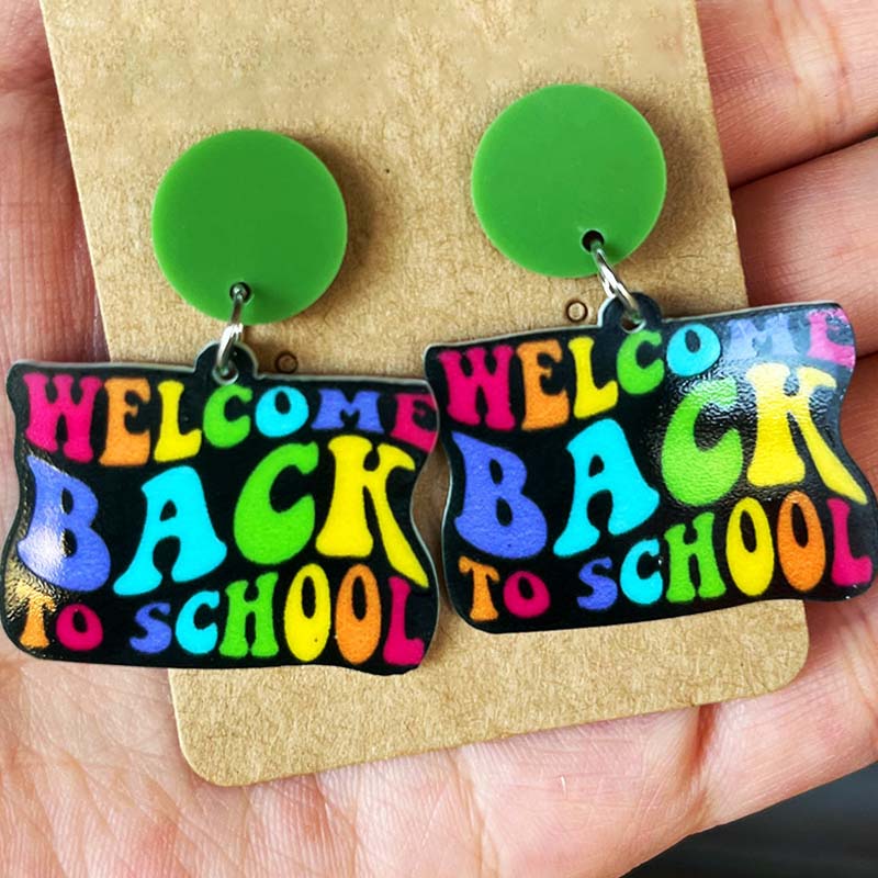 Colorful Welcome Back To School Teacher Acrylic Earrings