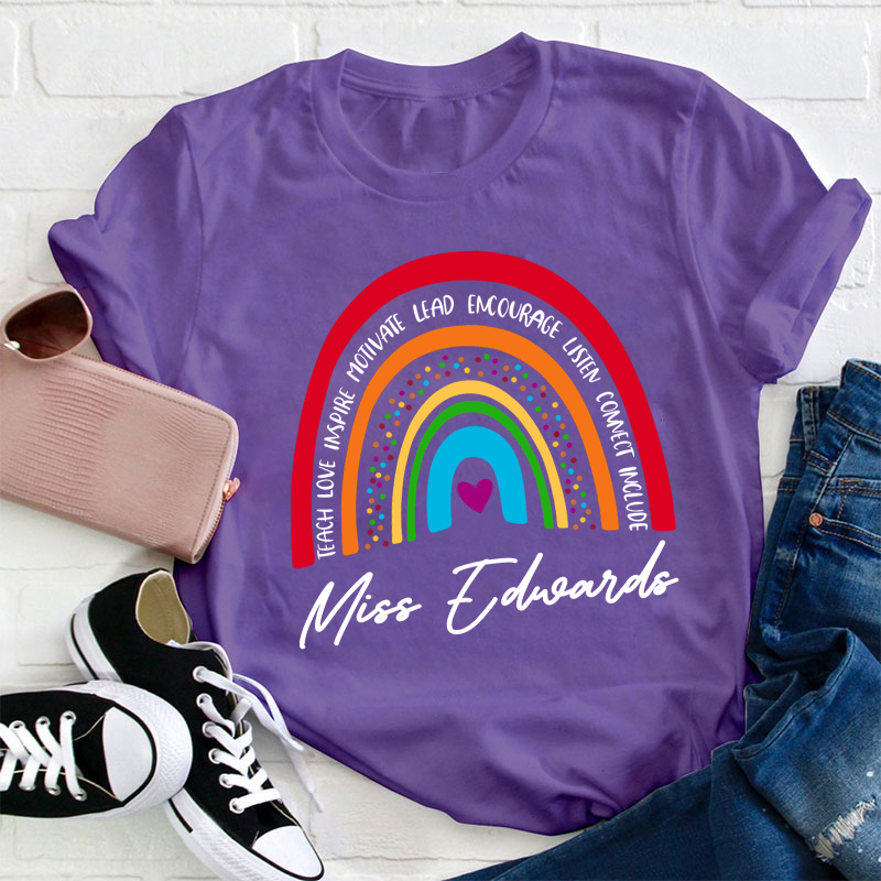 Personalized Red Rainbow Teacher's Ability Teacher T-Shirt