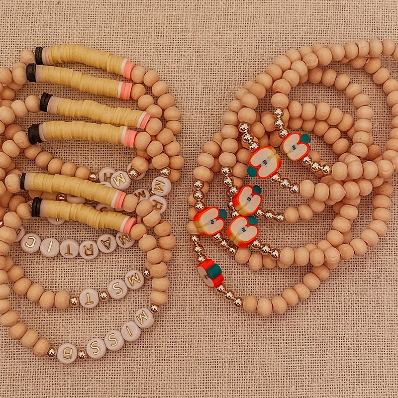 Personalized Name Apple Inspire Beaded Bracelet