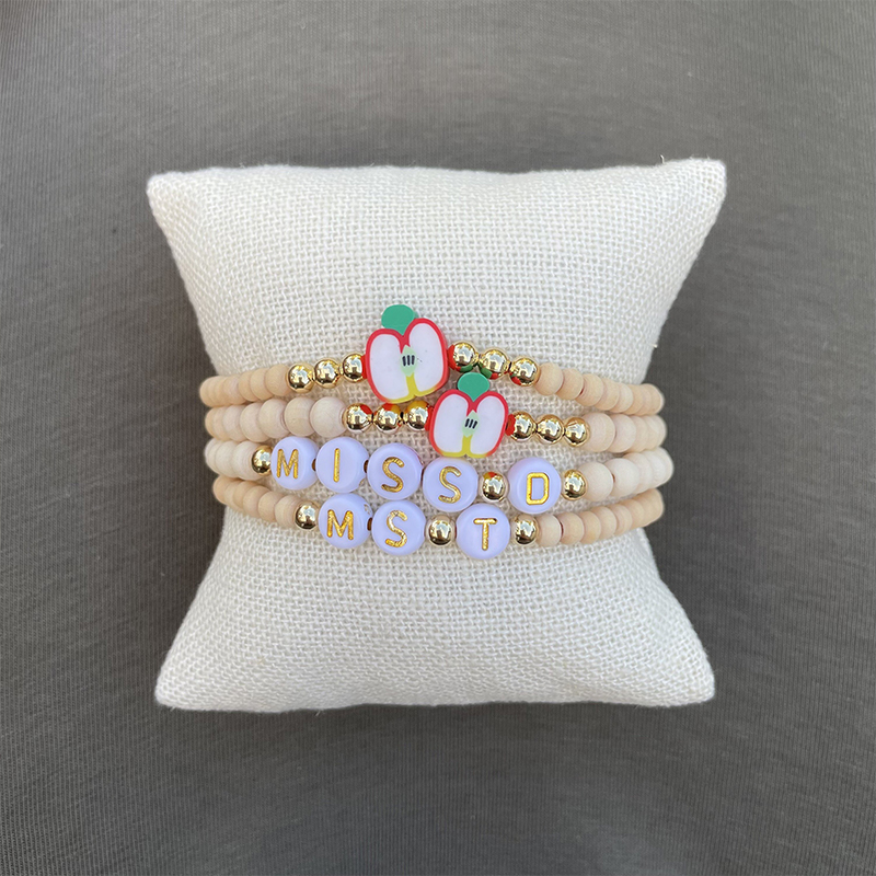 Personalized Name Apple Inspire Beaded Bracelet