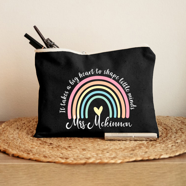 Personalized It Take A Big Heart To Shape Little Minds Teacher Makeup Bag
