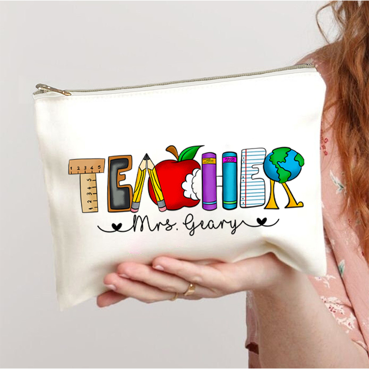 Personalized Name Cartoon Stationery Teacher Alphabet Teacher Makeup Bag