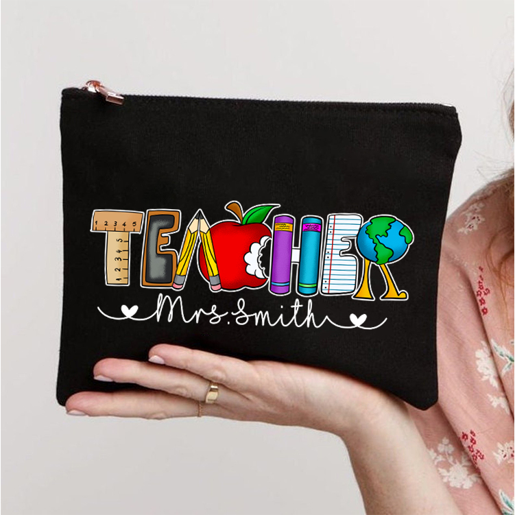 Personalized Name Cartoon Stationery Teacher Alphabet Teacher Makeup Bag