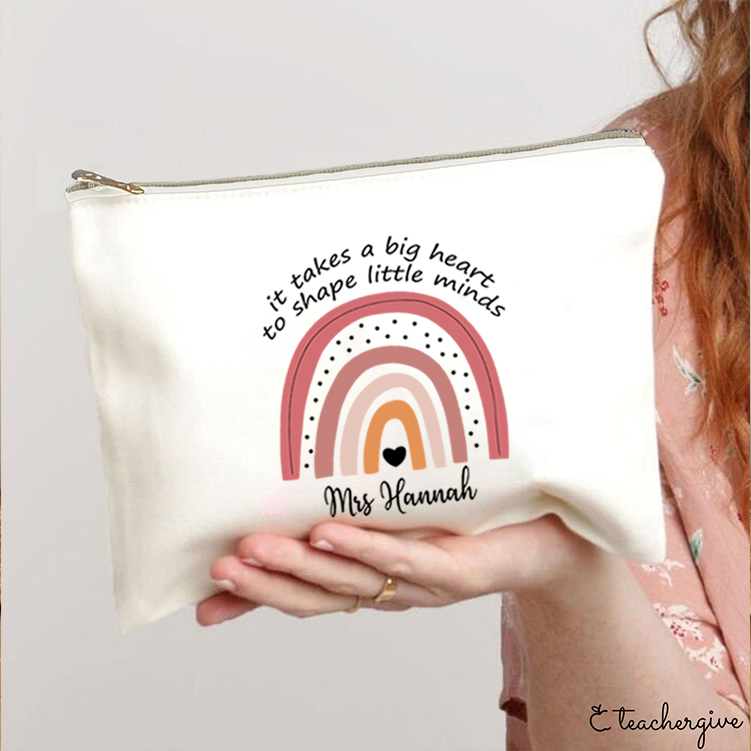 Personalized It Takes A Big Heart To Shape Little Minds Teacher Makeup Bag