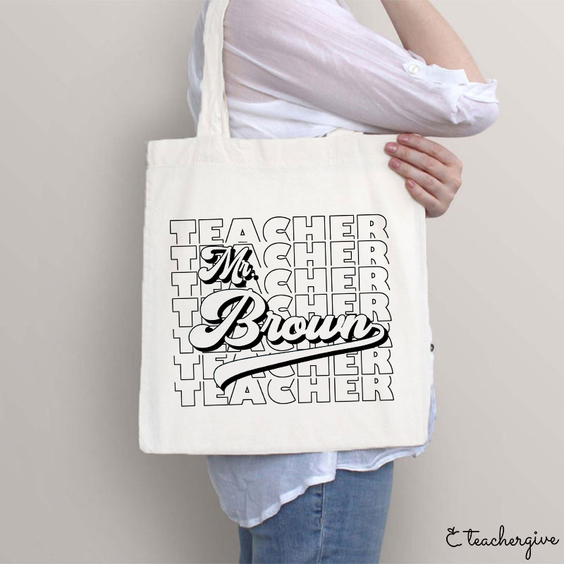TS08774 Personalized Name And Position Simple Teacher Tote Bag