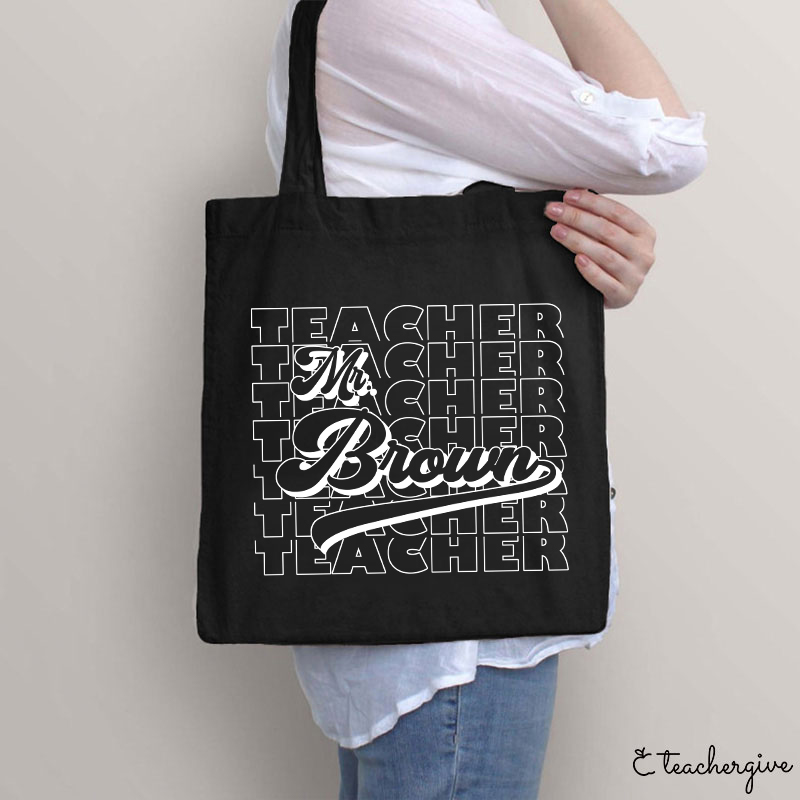TS08774 Personalized Name And Position Simple Teacher Tote Bag