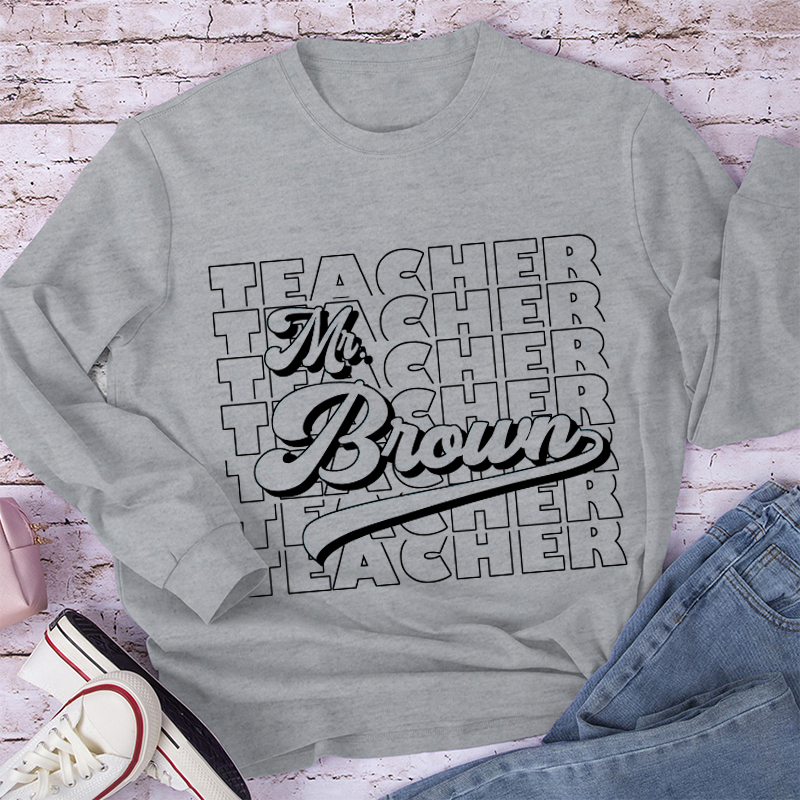 Personalized Name And Position Simple Teacher Long Sleeve T-Shirt