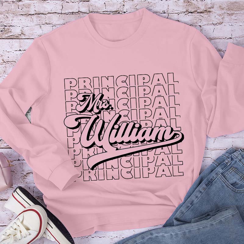 Personalized Name And Position Simple Teacher Long Sleeve T-Shirt