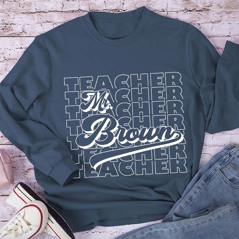 Personalized Name And Position Simple Teacher Long Sleeve T-Shirt