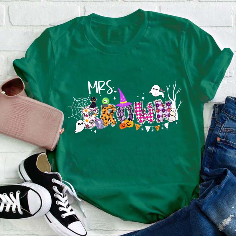 Personalized Name Happy Halloween Teacher T-Shirt