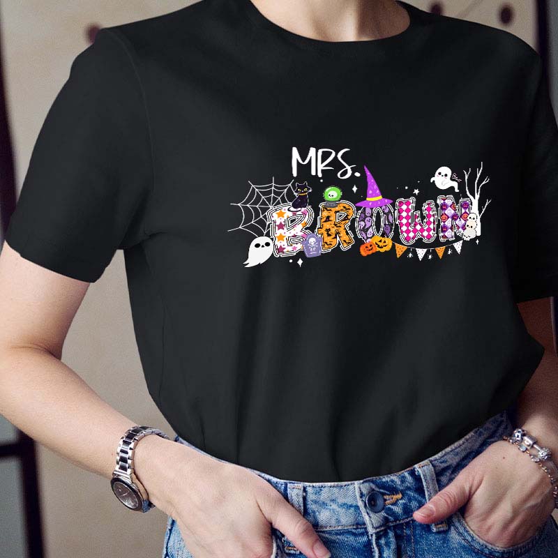 Personalized Name Happy Halloween Teacher T-Shirt