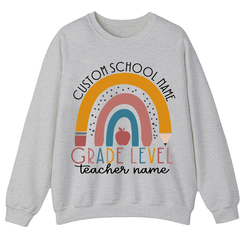 Personalized Name Rainbow Apple Teacher Sweatshirt
