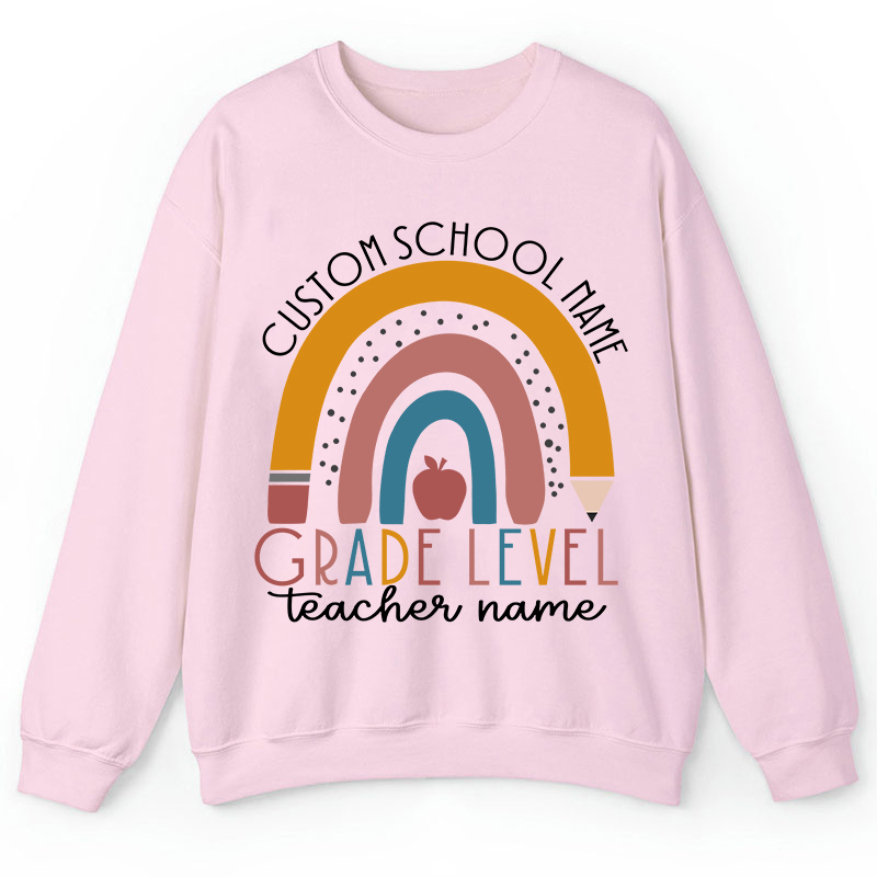 Personalized Name Rainbow Apple Teacher Sweatshirt