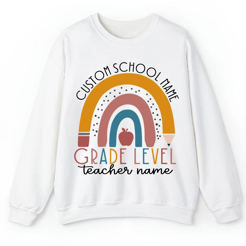 Personalized Name Rainbow Apple Teacher Sweatshirt